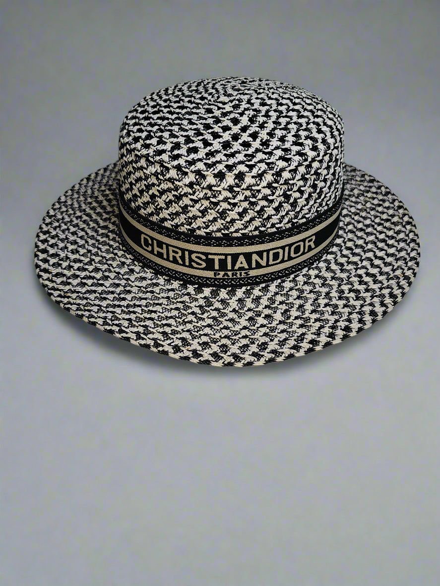 C-Band Straw Hat - White/Black