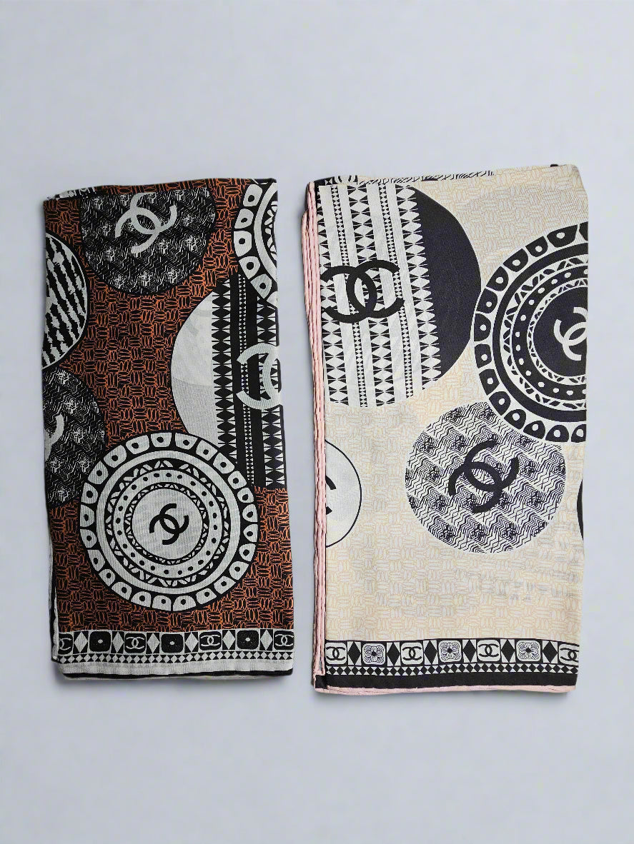 Full Moon Geometric Scarf (X Large) - Cream / Black Multi