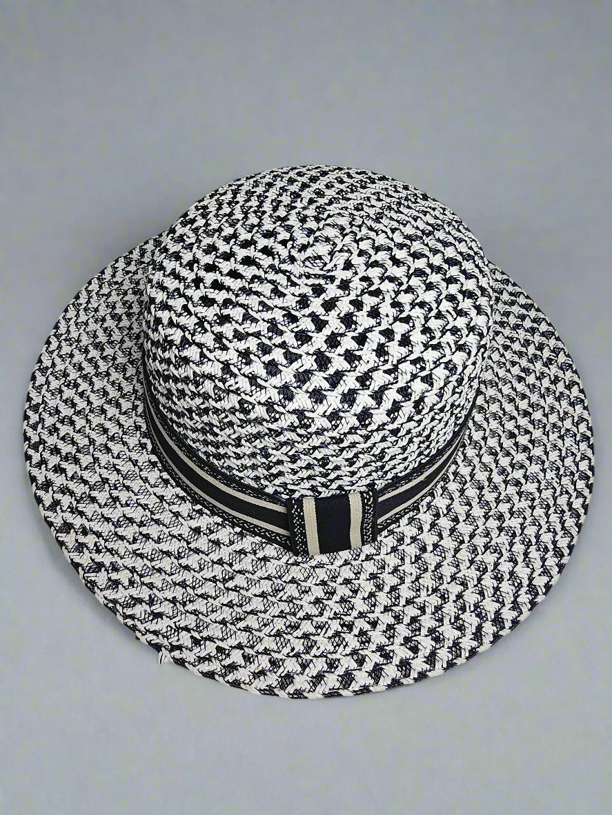 C-Band Straw Hat - White/Black