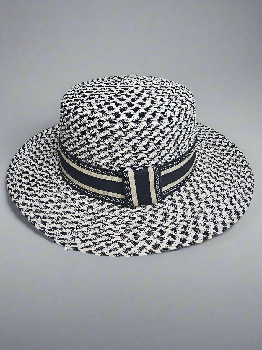 C-Band Straw Hat - White/Black