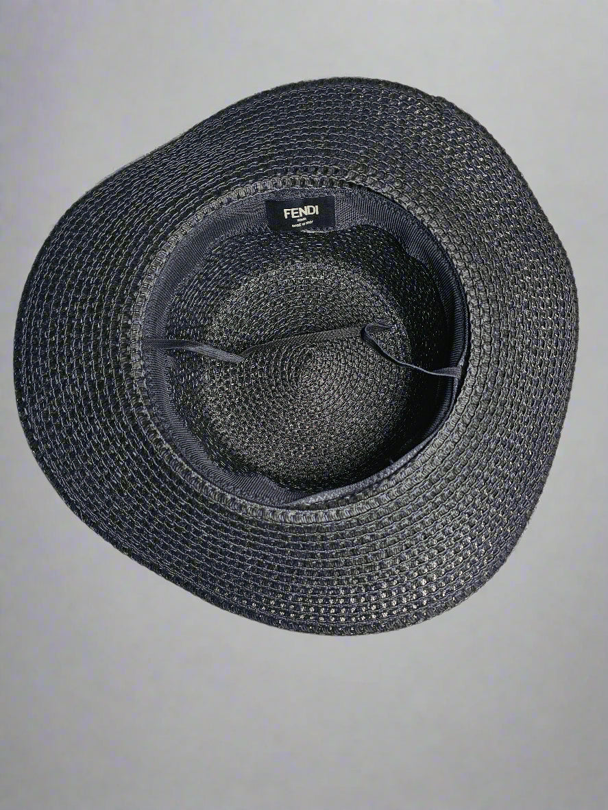 F-Band Straw Hat - Black (Flat Top)