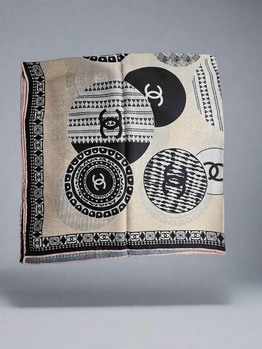Full Moon Geometric Scarf (X Large) - Cream / Black Multi