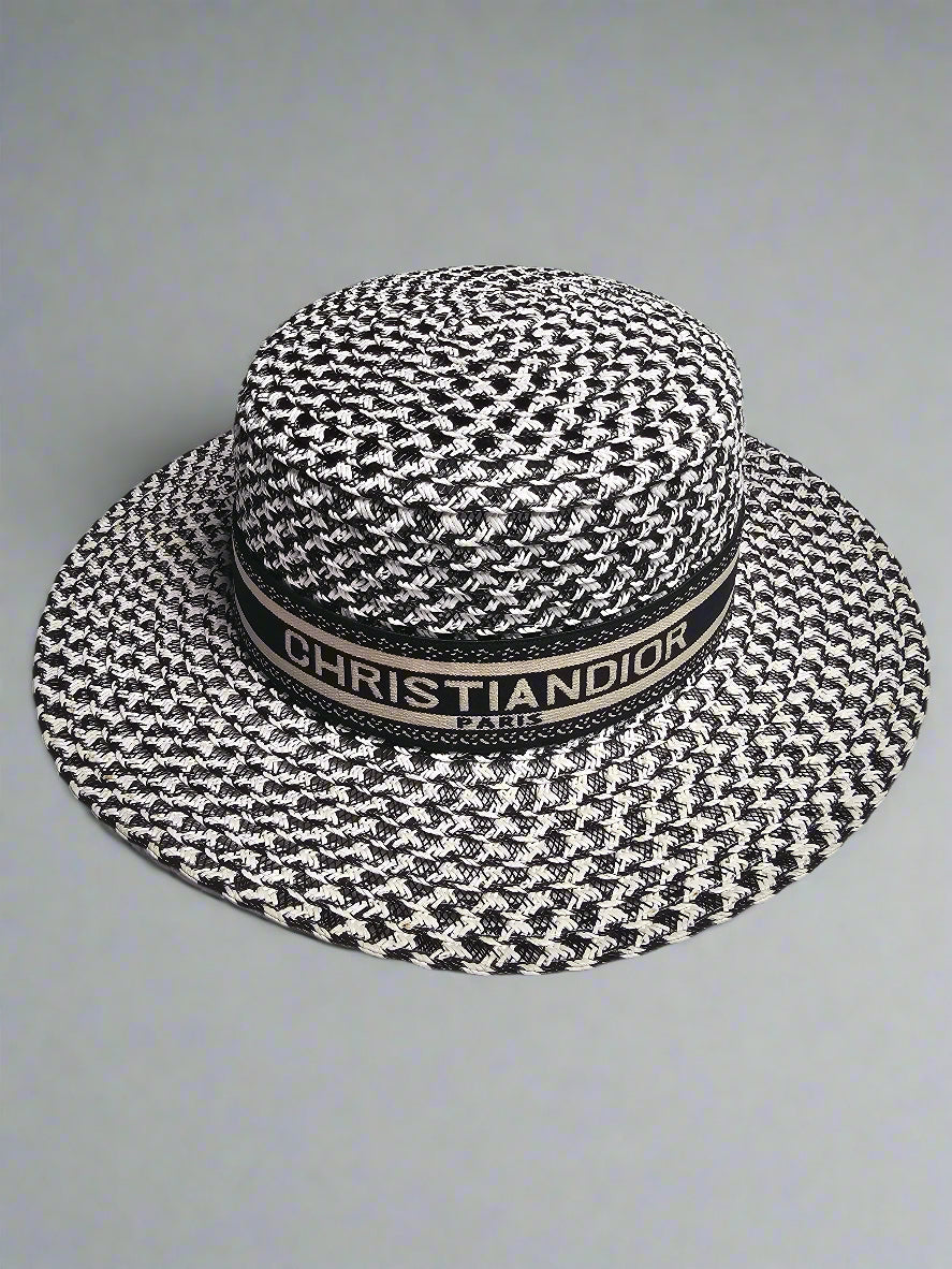 C-Band Straw Hat - White/Black