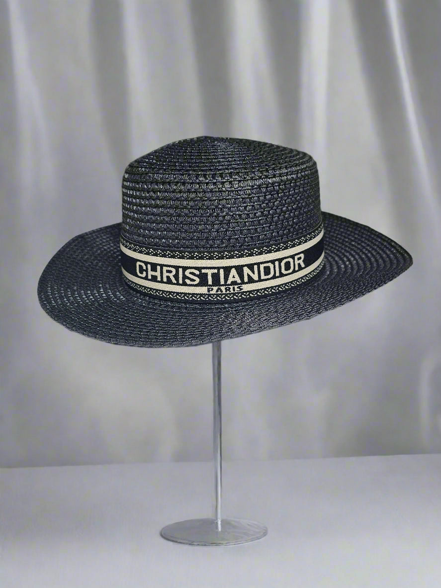 C-Band Straw Hat - Black