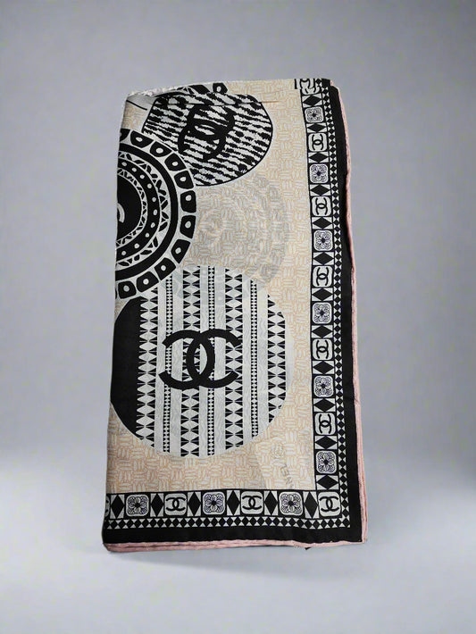 Full Moon Geometric Scarf (X Large) - Cream / Black Multi